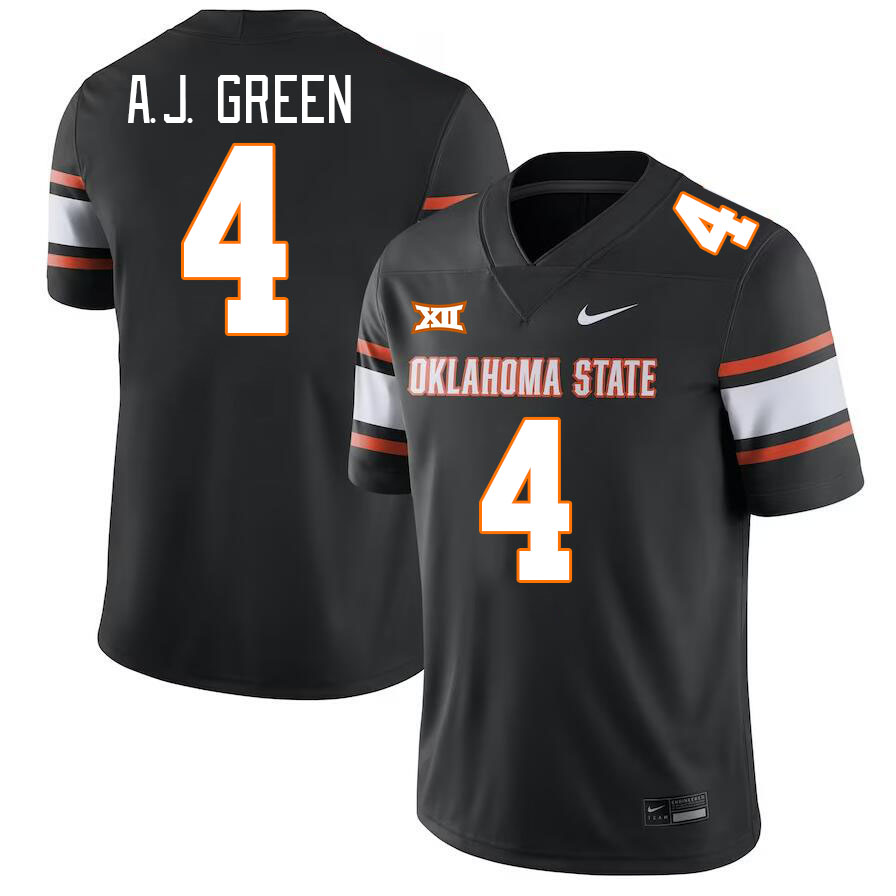 Oklahoma State Cowboys #4 A.J. Green II College Football Jerseys Stitched Sale-Black